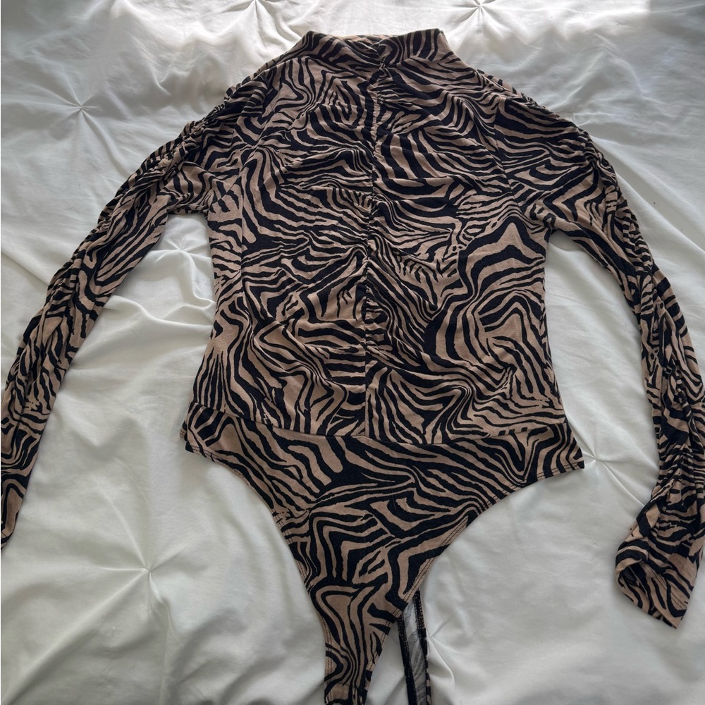 ASOS Black and Tan Zebra Print Bodysuit